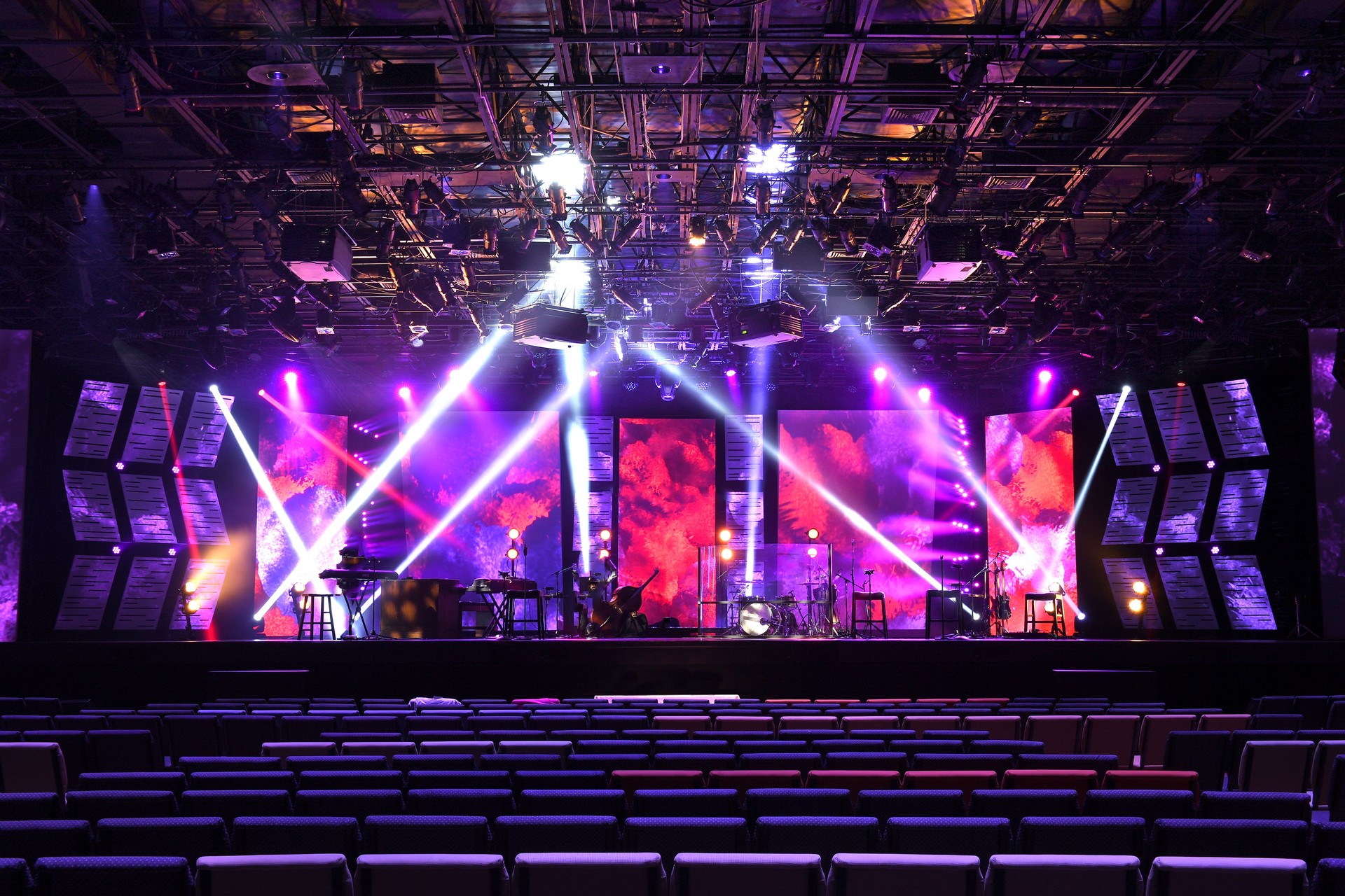 Stage With Lighting and Musical Instruments