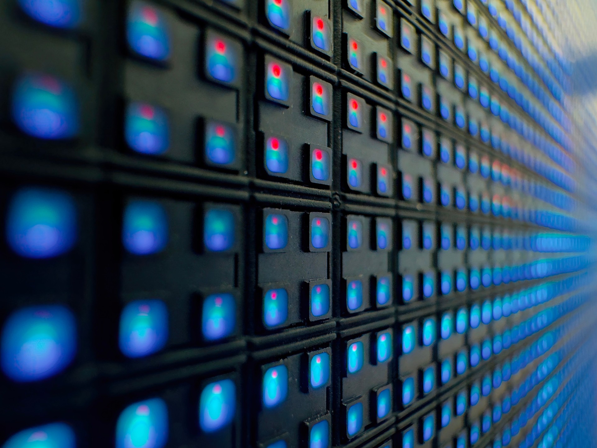 Close-up of an illuminated LED matrix display
